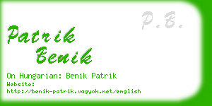patrik benik business card